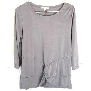 Green Envelope | Knot Front 3/4 Sleeve Top